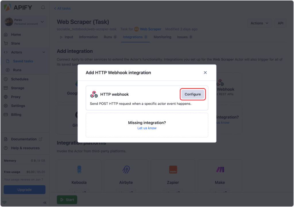 How To Set Up Webhook In Apify? - SureTriggers