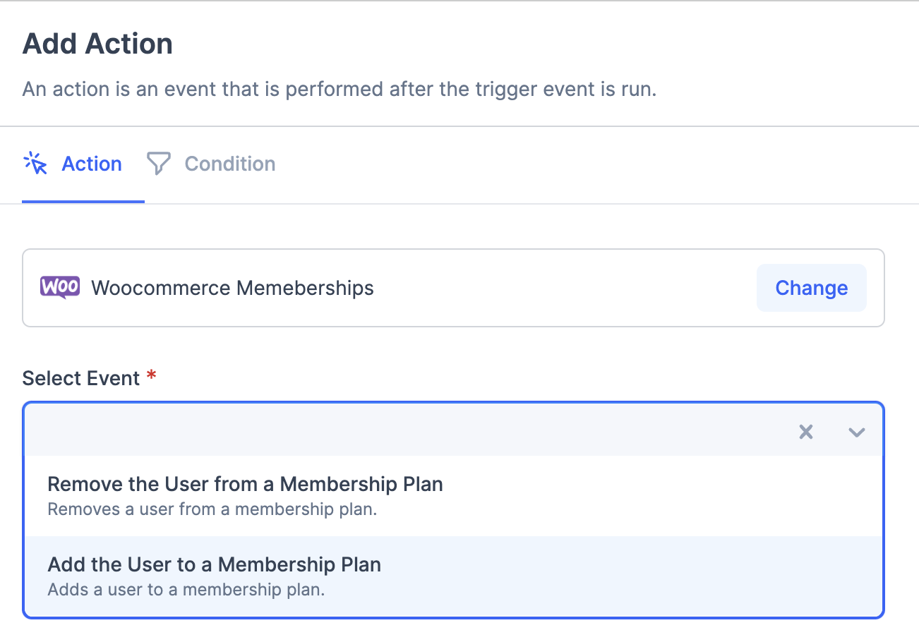 WooCommerce Membership-actions