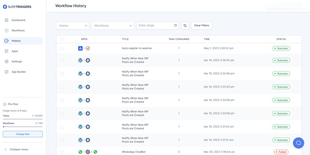 Workflow History