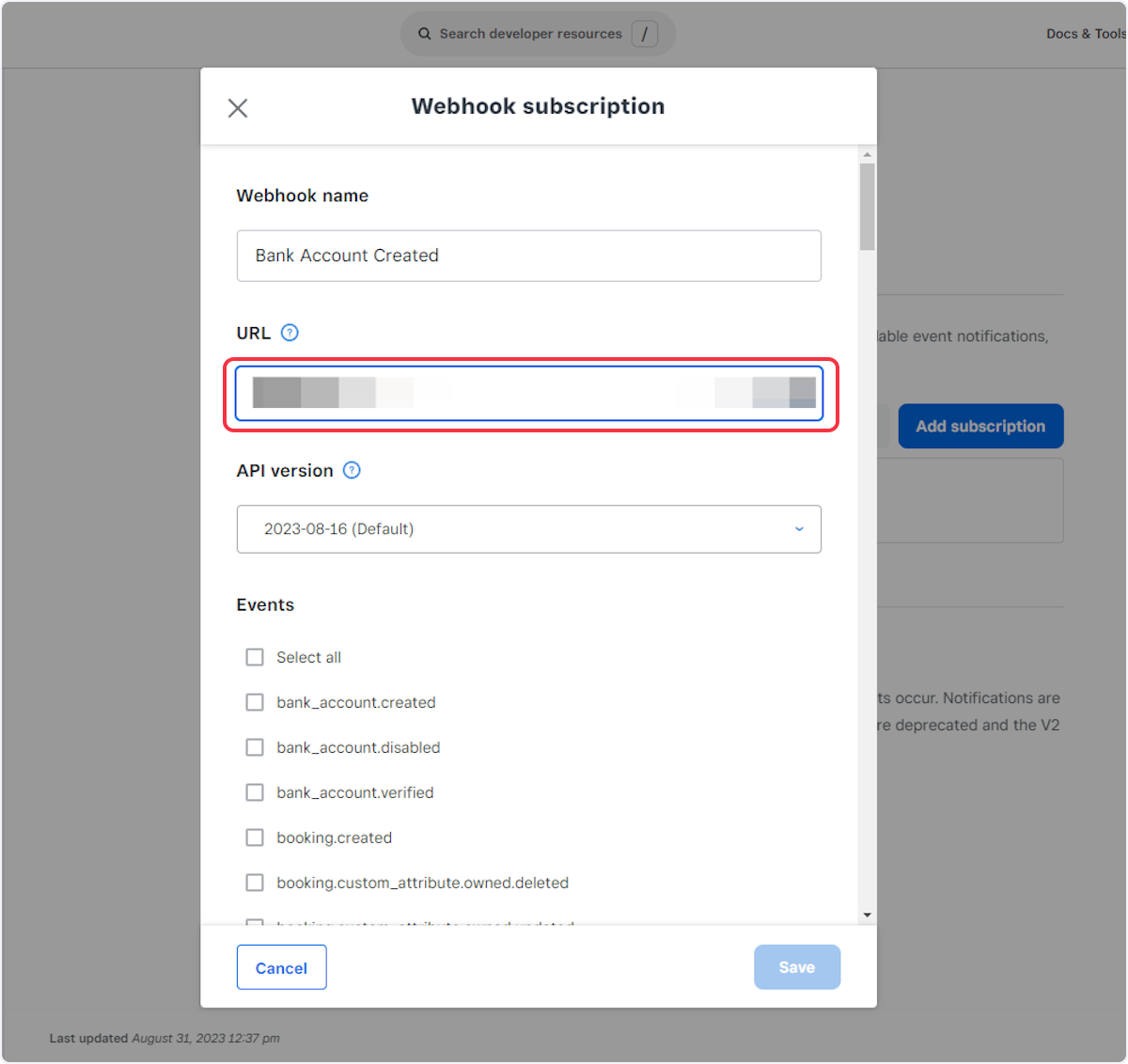 Copy the webhook URL from the trigger flyout & paste it under the URL field.