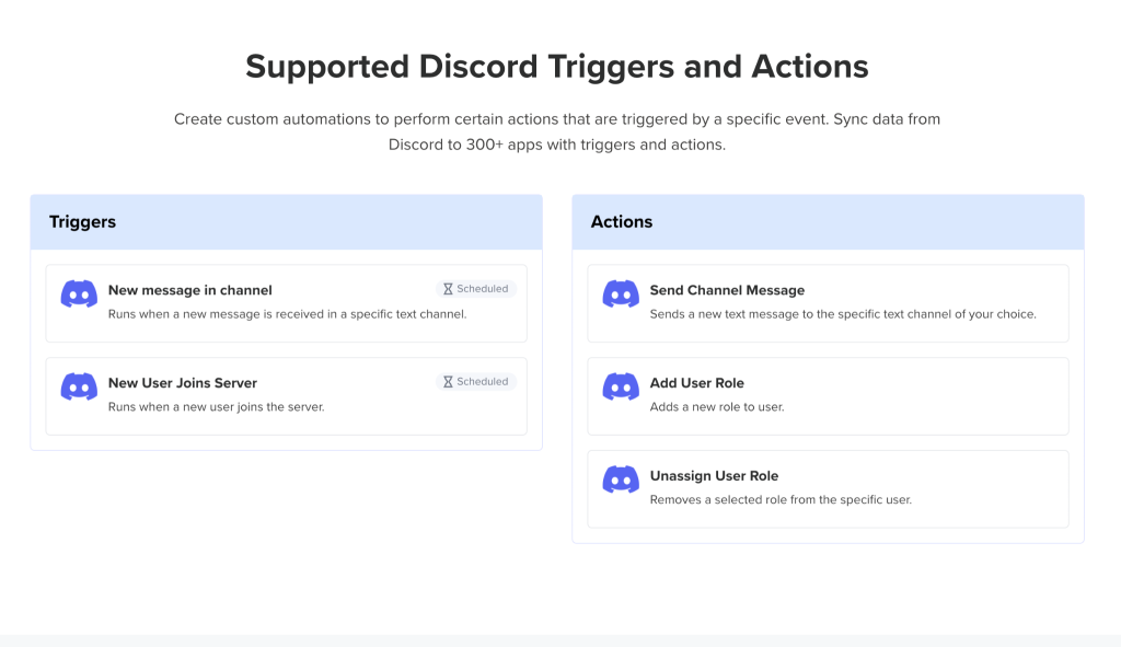Discord triggers and actions