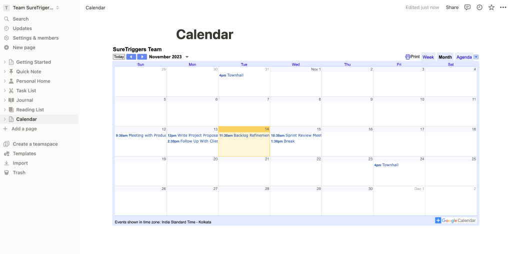 Embed Google Calendar into Notion
