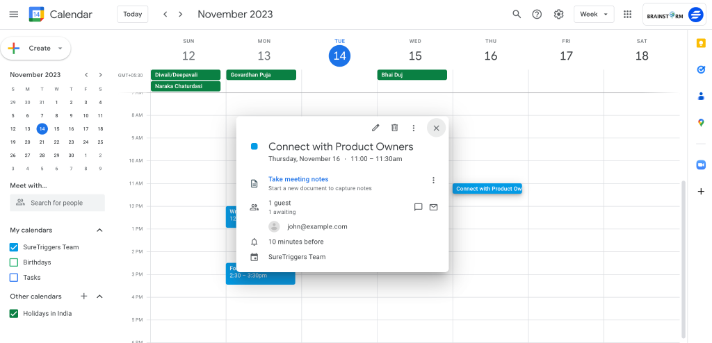 Google Calendar event
