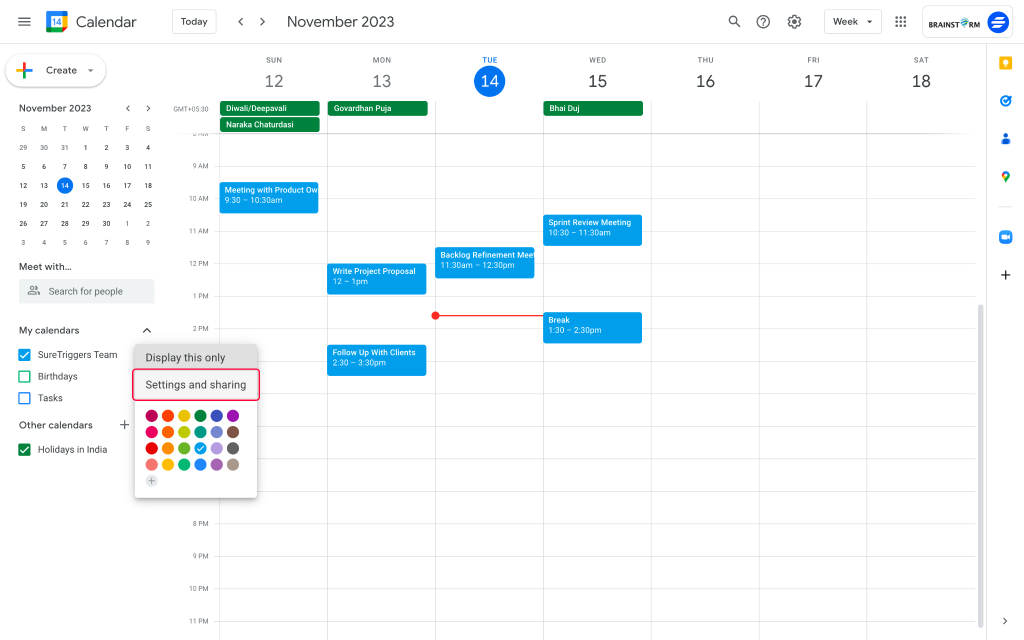 Google Calendar Settings and Sharing