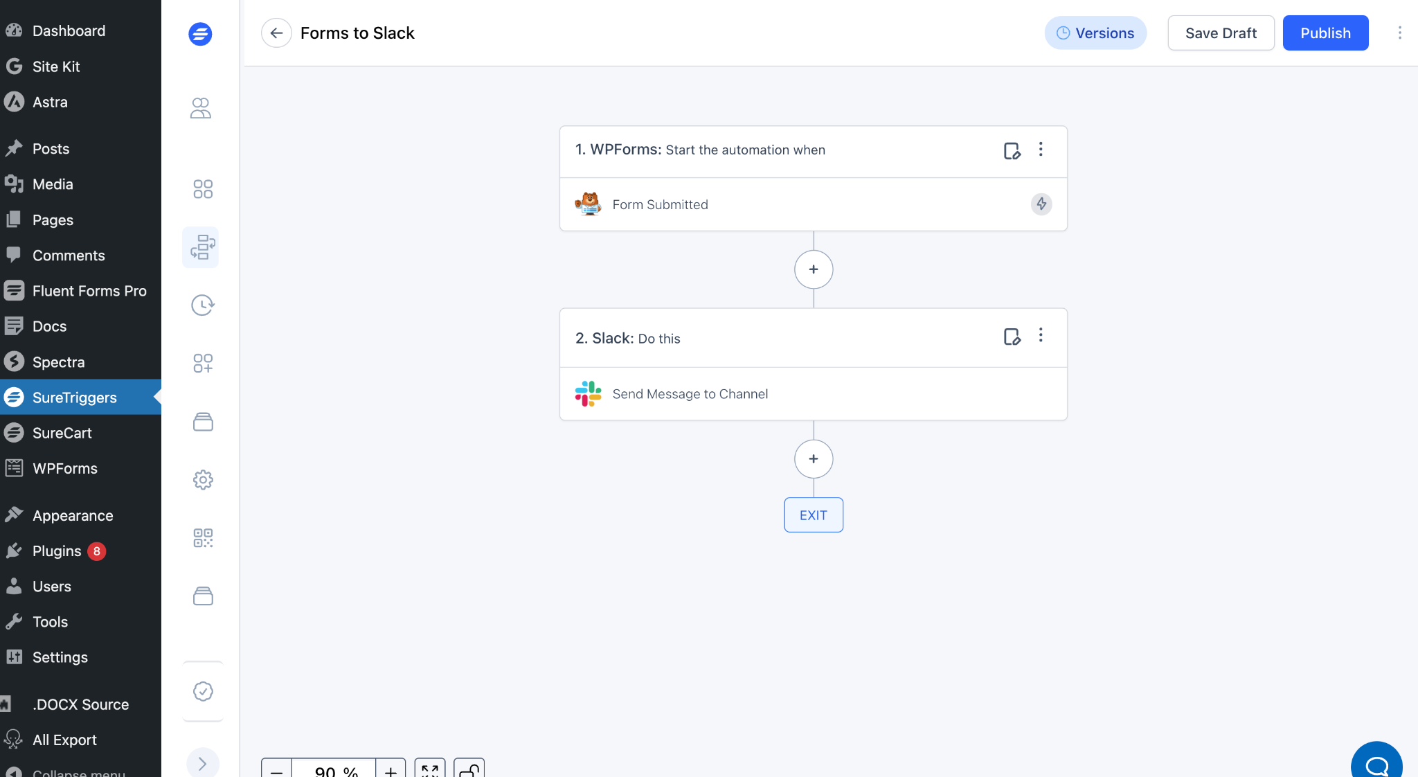 SureTriggers workflow screen