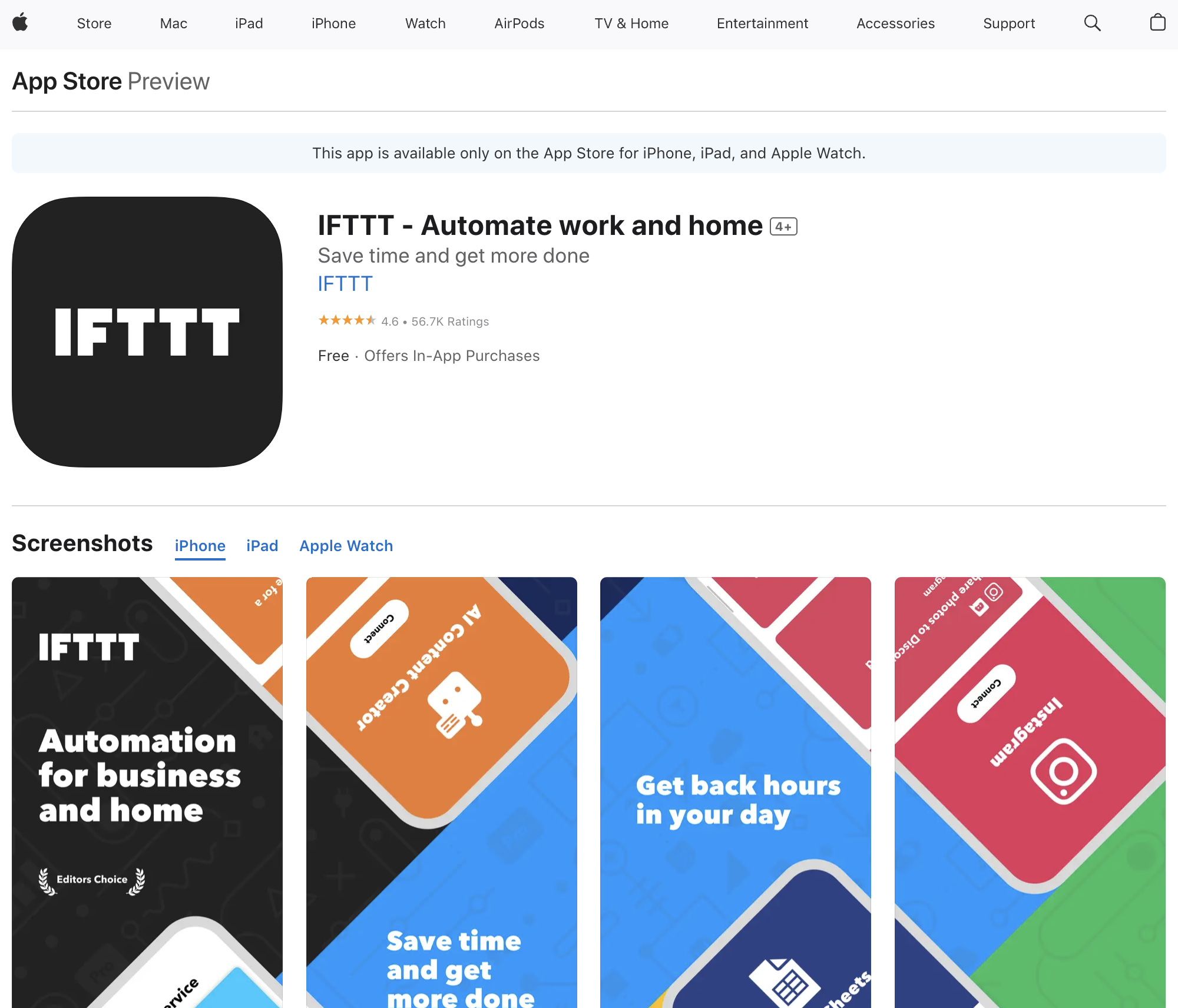 IFTTT iOS app