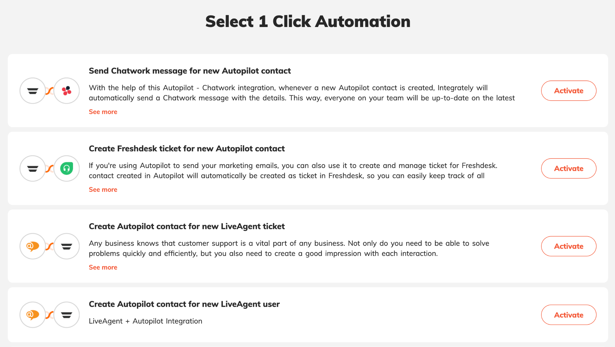 Integrately one click automation