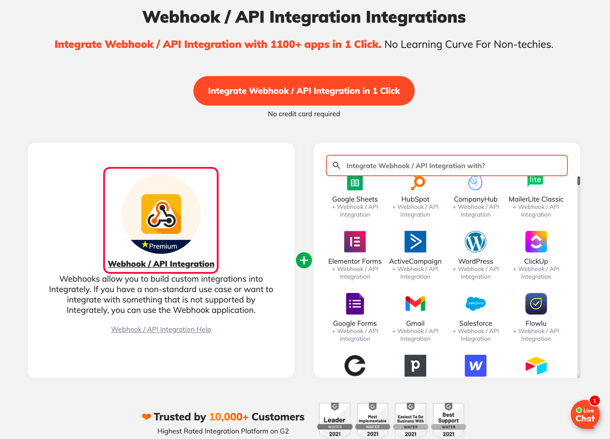 Webhooks/API in Integrately